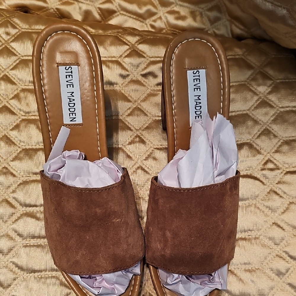 Steve Madden Brown Suede Women's Slide Sandals